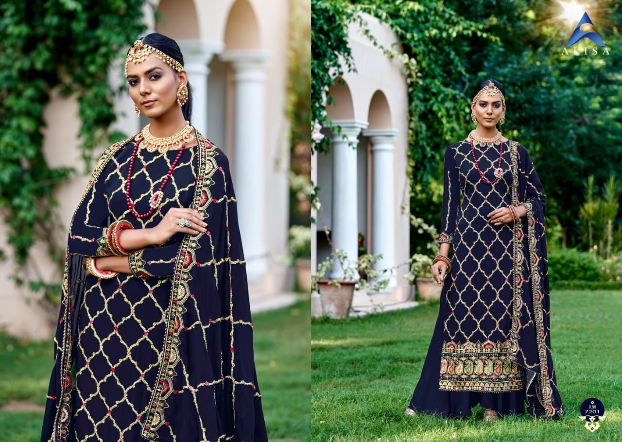 Alisa Dulhan Georgette Fancy Festive Wear Heavy Embroidery salwar Kameez Collection